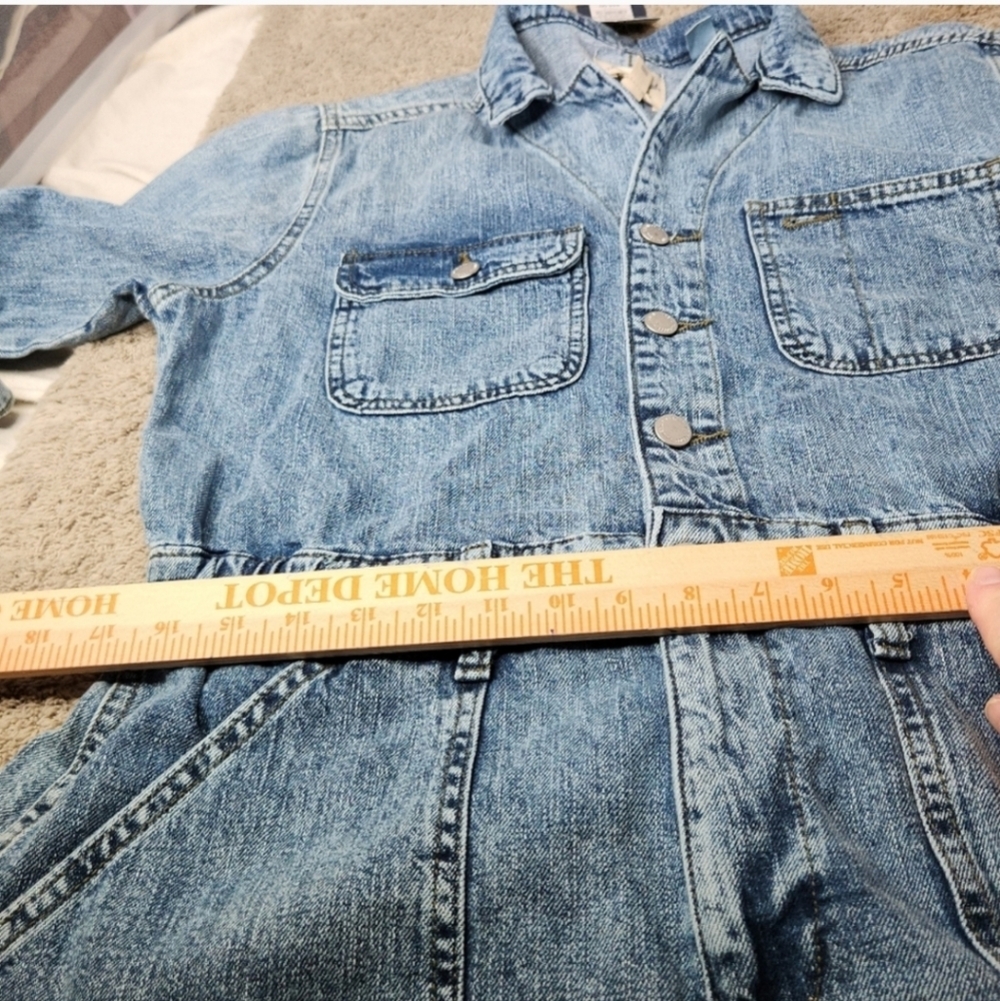 Women's Long Sleeve Utility Baggy Denim Jumpsuit Universal Thread Medium Denim 2 - Picture 8 of 16